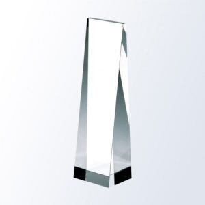 Rectangular crystal tower trophy with beveled edges, ideal for corporate recognition or achievement awards.