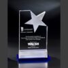 Crystal star award with cutout on blue base, featuring Covenant logo and text recognizing corporate project achievement.