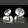 Crystal diamond awards on bases; one plain, one engraved for FedEx Employee of the Month recognition.
