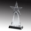 Crystal star award trophy with glass construction, ideal for corporate recognition or employee achievement.