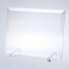 Crystal rectangle plaque on transparent holders, ideal for corporate recognition or employee awards, displayed on gray background.