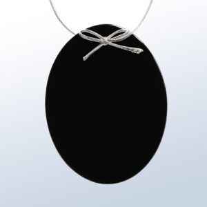 Crystal oval award on silver base with bow accent, ideal for corporate recognition or employee milestone.