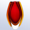 Crystal vase award with vibrant red center and amber accents, ideal for corporate recognition or milestone achievements.
