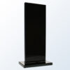 Black crystal plaque trophy with glossy finish on base, ideal for corporate awards or employee recognition.