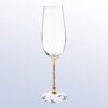 Crystal champagne flute award pair with gold stems and embedded crystals, ideal for corporate milestone or employee recognition.