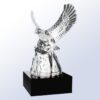 Crystal eagle trophy on black pedestal, ideal for corporate achievement or employee recognition awards.