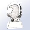 Crystal trophy with etched eagle head on faceted glass base, ideal for corporate achievement or employee recognition awards.