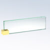 Rectangular crystal plaque with brass holder, ideal for corporate recognition or employee achievement awards.