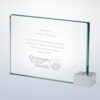 Crystal rectangle award with chrome holder, engraved for 35 years corporate service recognition, dated August 2008.