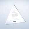 Crystal triangle award with aluminum base, engraved for United Way 50th Anniversary milestone recognition, 1957–2007.