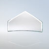 Supreme Beveled Peak crystal trophy, pentagon shape, upright on reflective surface; ideal for corporate recognition awards.