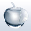 Crystal apple trophy with frosted stem and leaf on gradient background, ideal for corporate or employee achievement awards.