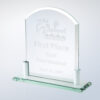 Crystal arch trophy with aluminum base, engraved for First Place Golf Tournament achievement, April 12, 2002.