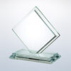 Crystal diamond-shaped award with curved edge base, clear glass, ideal for corporate recognition or achievement.