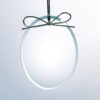 Crystal oval trophy with metal wire bow, suitable for corporate recognition or employee milestone awards.