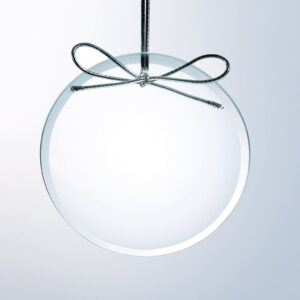 Crystal glass trophy with silver bow, ideal for corporate recognition or milestone achievement awards.