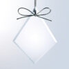 Diamond-shaped crystal trophy suspended by metallic wire, ideal for corporate or employee achievement recognition.