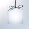 House-shaped crystal award with silver hanging string, ideal for corporate or employee recognition.