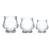 Set of crystal hurricane vase awards with wide bases; ideal for corporate recognition or employee milestones.