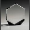 Hexagon crystal trophy with beveled edges, ideal for corporate recognition or employee achievement awards.