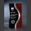 Crystal Keystone Award plaque with red accent, engraved for corporate project achievement, specialty contractor recognition.