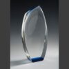 Crystal trophy with faceted edges and blue base, ideal for corporate recognition or achievement awards.