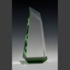 Crystal trophy with green-edged prism design, ideal for corporate or employee recognition, displayed on a plain background.