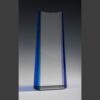 Crystal trophy with blue-tinted border, clear angular design, ideal for corporate or employee recognition.