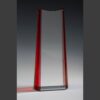 Crystal rectangular award with clear front and red edges, ideal for corporate recognition or employee achievement.