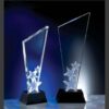 Crystal star awards with frosted star accents on black bases, ideal for corporate recognition or employee achievement.