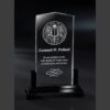 Crystal plaque award with Bar of Association seal, engraved for Leonard W. Pollard honoring years of corporate service.