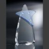 Crystal star award with blue accent and round details, ideal for corporate recognition or employee achievement.