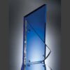 Blue crystal trophy with beveled edges and geometric design, ideal for corporate or employee achievement awards.