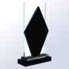 Crystal plaque with black diamond accent on black base, ideal for corporate recognition or employee achievement awards.