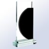 Crystal plaque with clear base and black half moon accent, ideal for corporate recognition or employee achievement awards.