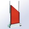 Crystal sail award with clear body, red accent, and clear base; ideal for corporate or employee recognition.