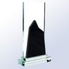 Black Mountain rectangular crystal award with clear base and internal black design, ideal for corporate recognition.