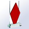 Crystal trophy with clear glass body, red diamond center, and thick base; ideal for corporate or milestone recognition.