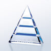 Crystal pyramid award with blue accents, customized for corporate achievement and quarterly milestone recognition.